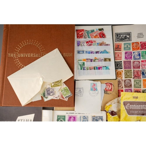 293 - A school boy stamp collecting kit, including a G.F Rapkin Ltd Universal Stamp Album (empty), a Sea H... 