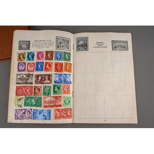 293 - A school boy stamp collecting kit, including a G.F Rapkin Ltd Universal Stamp Album (empty), a Sea H... 