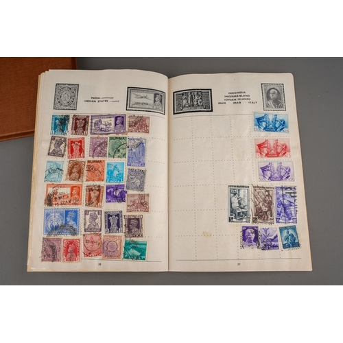 293 - A school boy stamp collecting kit, including a G.F Rapkin Ltd Universal Stamp Album (empty), a Sea H... 