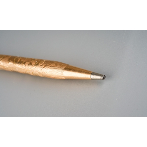 298 - An early 20th Century American Wahl Eversharp 14k solid gold engraved propelling pencil, engraved fo... 