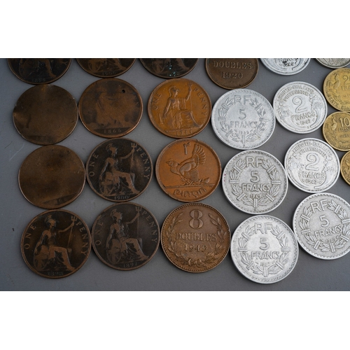 316 - Collection of British and foreign coinage to include 1887 silver crown, 1817 George III silver coin ... 