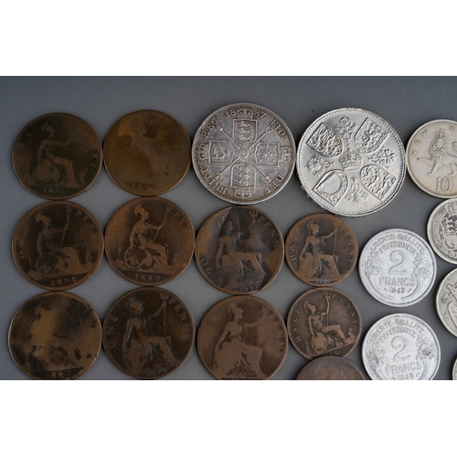 316 - Collection of British and foreign coinage to include 1887 silver crown, 1817 George III silver coin ... 