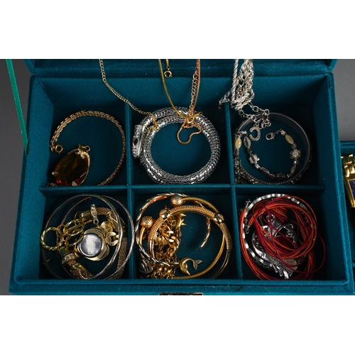 319 - A jewellery box containing 9 ct gold letter K pendant set with white stones  and assorted costume je... 