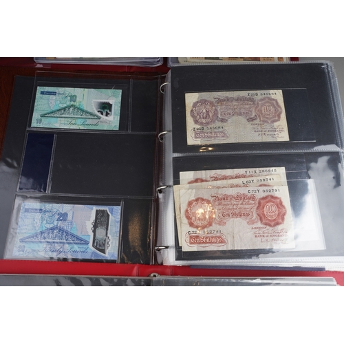 320 - Three folders of British and World banknotes, ten coin first day covers, other world coin sets and a... 