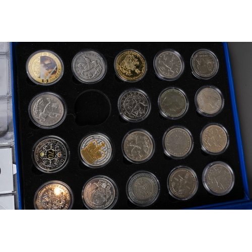 325 - Coins: Two folders and three loose sleeves of coins, mostly GB, including seven 1935 crowns, other c... 