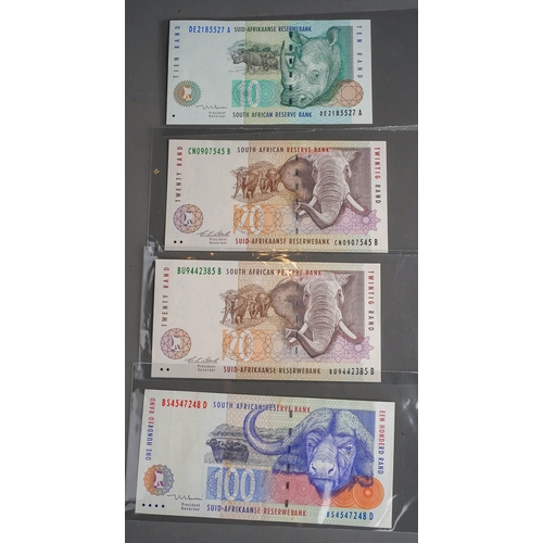 331 - Four South African Reserve Bank bank notes, comprising 100, 20 (x2) and 10 denominations (4)