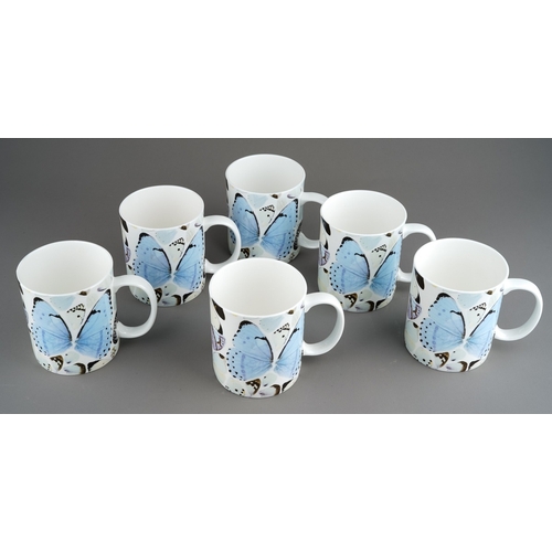 357 - A set of six Damien Hirst 'Virtue' butterfly design mugs, all in good condition, height 10cm (6)