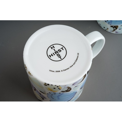 357 - A set of six Damien Hirst 'Virtue' butterfly design mugs, all in good condition, height 10cm (6)