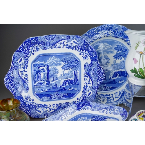 360 - Assorted ceramics and glass to include: Modern Spode blue and white dishes, a bowl and Copeland Spod... 