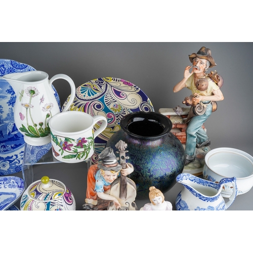 360 - Assorted ceramics and glass to include: Modern Spode blue and white dishes, a bowl and Copeland Spod... 