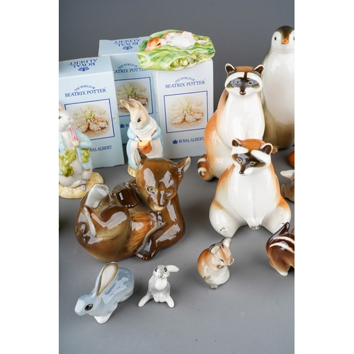 395 - Collection of USSR  porcelain animals figures together with  collection of Beatrix Potter figures (1... 