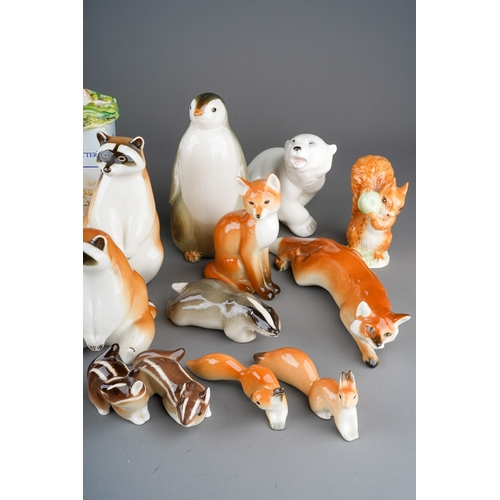 395 - Collection of USSR  porcelain animals figures together with  collection of Beatrix Potter figures (1... 