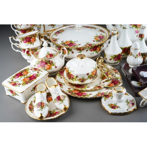 398 - Large collection of  Royal Albert Country Roses pattern tea and dinner wares to include coffee pot, ... 