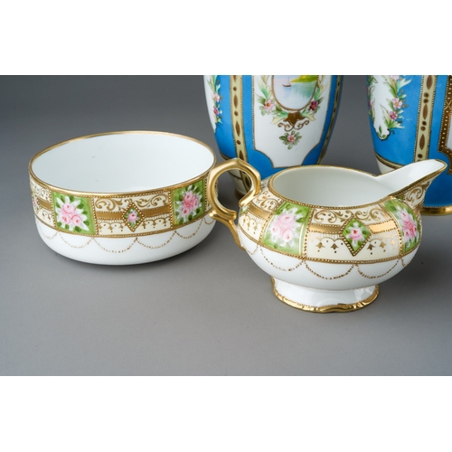 404 - Collection of Noritake porcelain to include 2 vases, milk jug and sugar bowl, lidded pin dish and bo... 