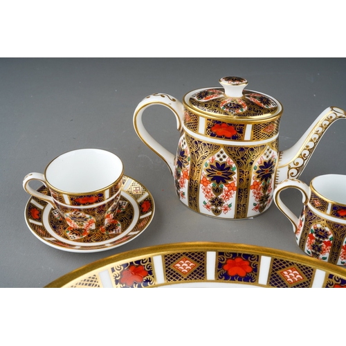 408 - Royal Crown Derby Imari 1128 pattern miniature tea set on tray, first quality