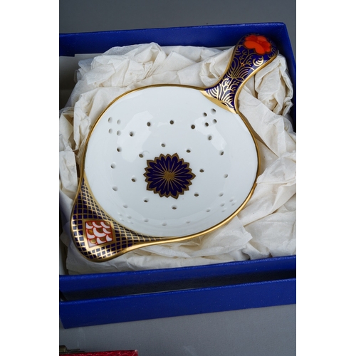 415 - Collection of Royal Crown Derby to include 1128 Imari pattern cup and saucer, bell, pin dish, boxed ... 