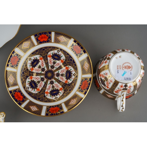 417 - A Royal Crown Derby Imari 1128, Tea Cup and Saucer, together with Three pieces of Royal Crown Derby ... 