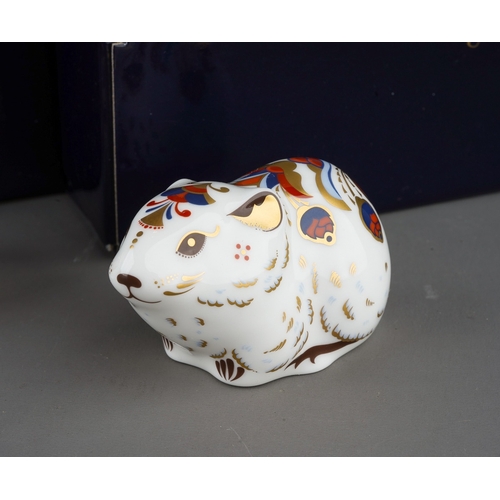 420 - Royal Crown Derby - Collectors guild Bank Vole x2, Owlet and Crested Tit, all boxed, gold stoppers.