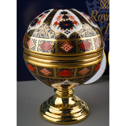 421 - Royal Crown Derby 11062 Millennium Globe Thermometer and Barometer in globular form, limited edition... 