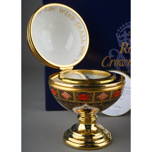 421 - Royal Crown Derby 11062 Millennium Globe Thermometer and Barometer in globular form, limited edition... 