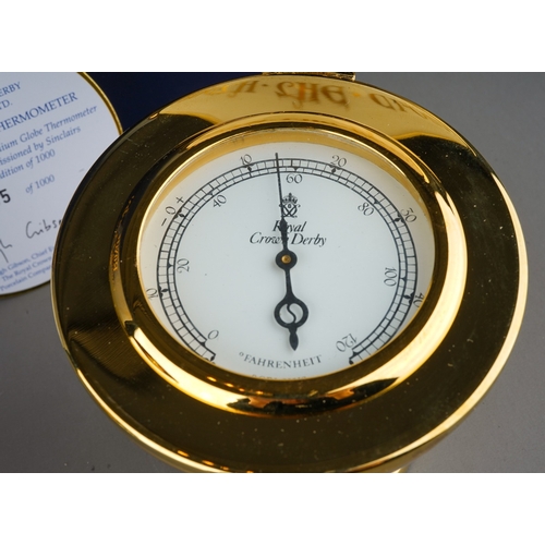 421 - Royal Crown Derby 11062 Millennium Globe Thermometer and Barometer in globular form, limited edition... 