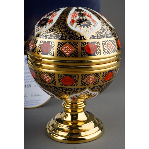 421 - Royal Crown Derby 11062 Millennium Globe Thermometer and Barometer in globular form, limited edition... 