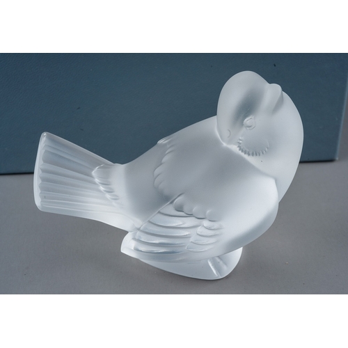 442 - Lalique glass figure of a bird, in its original box, signed to base.