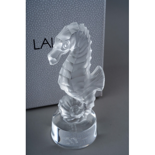 443 - Lalique glass figure of a seahorse, in its original box, signed Lalique France to base