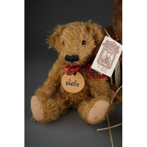 454 - Four Modern various small Steiff Bears including 1920 Replica and a Key ring, all with buttons and y... 