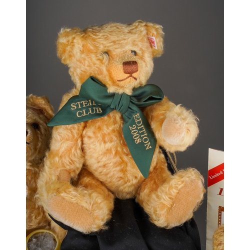 464 - A collection of Steiff Teddy Bears to include: 
1. Honey Bear with ceramic pot 2006, button and whit... 