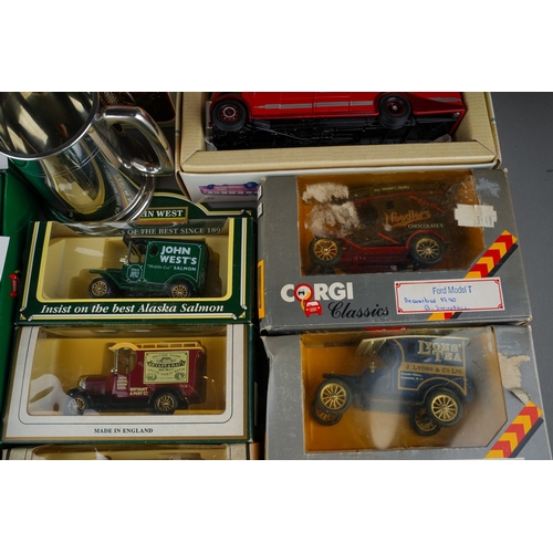 469 - Assorted mainly die-cast model cars to include: 5 x Lledo vintage Walkers Crisps vintage vans and a ... 