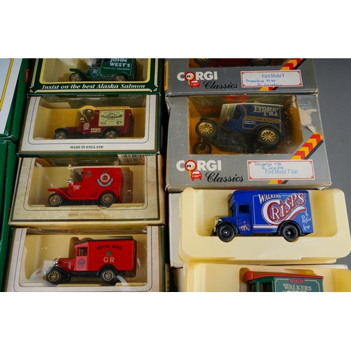 469 - Assorted mainly die-cast model cars to include: 5 x Lledo vintage Walkers Crisps vintage vans and a ... 