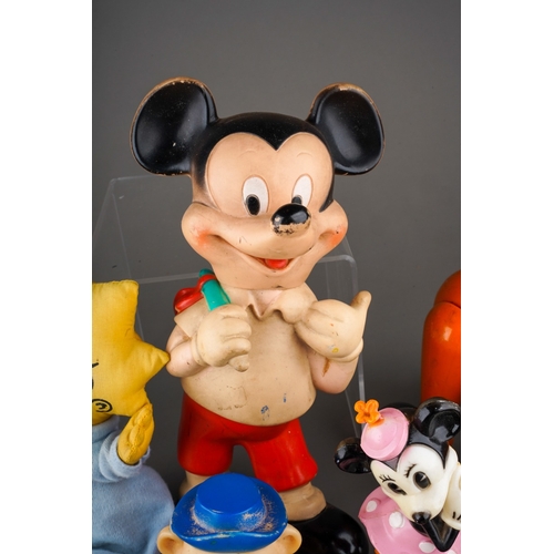 478 - Assorted vintage Toys including Disney: Mickey Mouse with a squeak; Mickey and Donald Duck rattles, ... 