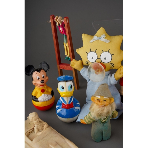 478 - Assorted vintage Toys including Disney: Mickey Mouse with a squeak; Mickey and Donald Duck rattles, ... 