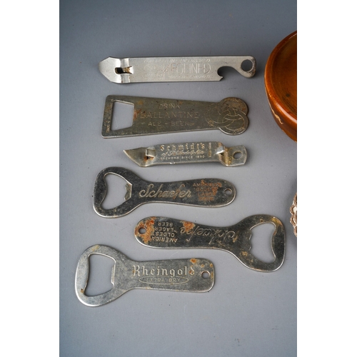 492 - A Fruher D.R.P 70879 Columbus wine bottle opener, wooden handle together with a painted wooden dumb ... 