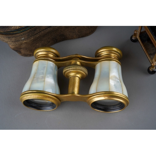 502 - A collector's lot to include: a pair of Continental mother-of-pearl and gilt metal mounted Opera gla... 