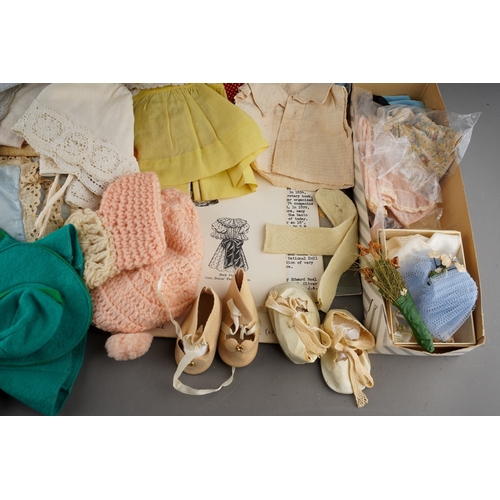 512 - Assorted Doll's clothes, cotton dresses, blouses, shirts, trousers etc (1 box - Q)