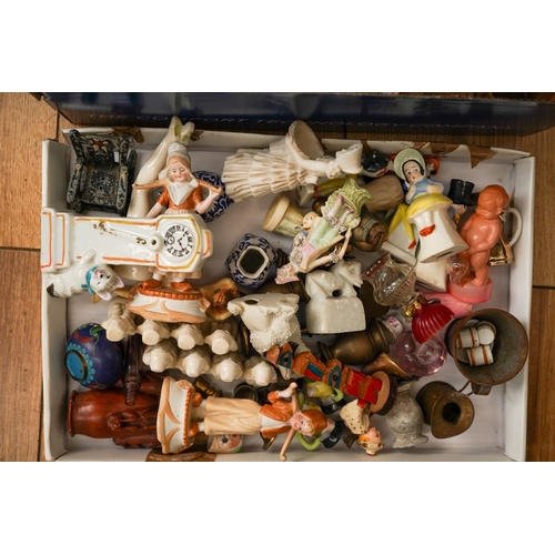 526 - Assorted ceramics / China to include Wade style animals, small figures, Souvenir ware and one box of... 