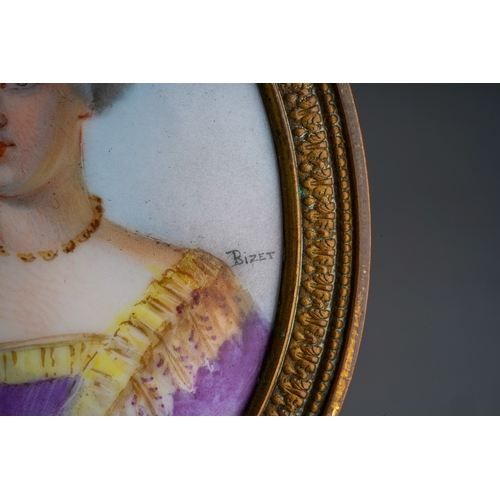 541 - A Continental probably German porcelain miniature portrait of a Lady titled Marie Therese verso, app... 