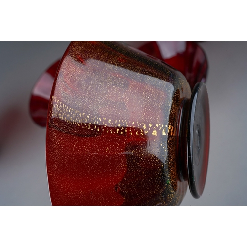 543 - A set of five ruby glass sundae bowls with gilt speckled finish (5)