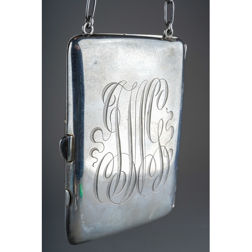 546 - An early 20th Century American Sterling silver mounted combination purse and aide memoire, engraved ... 