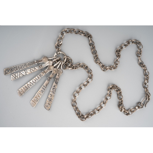 591 - A Diana Porter silver double 'Sibyl' pendant necklace. The hallmarked silver necklace by the Bristol... 