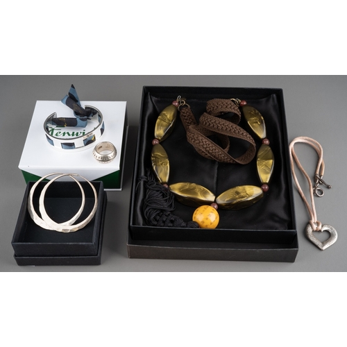 594 - Fenwick bangle, David James earrings, Wright & Teague ring and Dowers Hall necklace and Paul Smith n... 