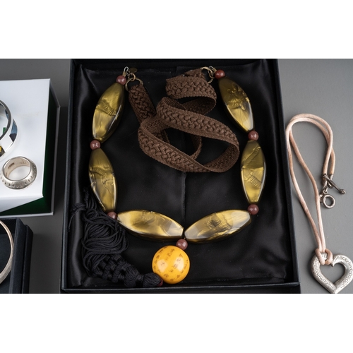 594 - Fenwick bangle, David James earrings, Wright & Teague ring and Dowers Hall necklace and Paul Smith n... 