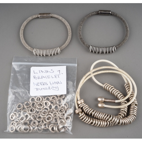 595 - Links of London, two bracelets and 1 necklace and loose links