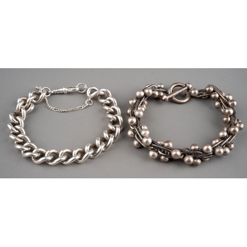 598 - Two solid silver bracelets, gross weight approx 125g