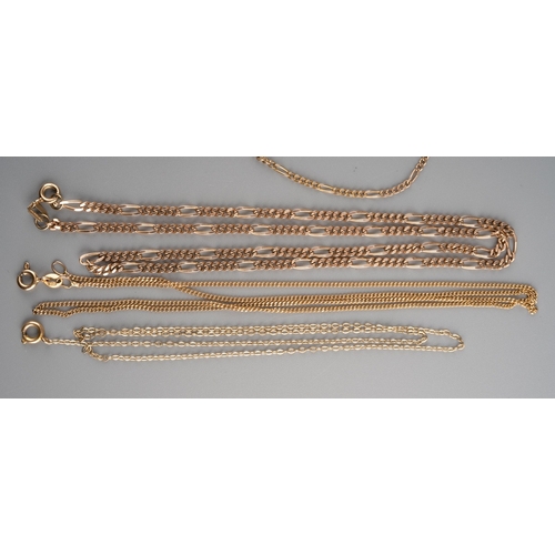 602 - Collection of 9 ct Gold chains and bracelets together with a heart shaped lock, gross weight 11.4g