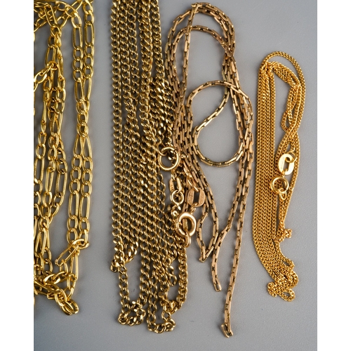 638 - Collection of 9ct gold chains,  gross weight 20g, most af