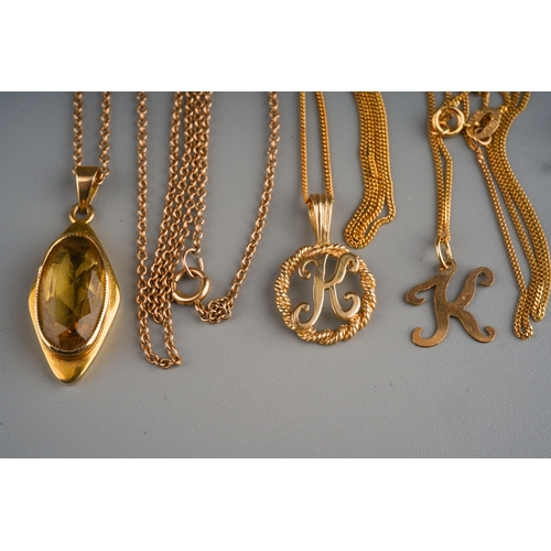 657 - Various 9 ct gold chains and gold earings, gross weight 8.2g