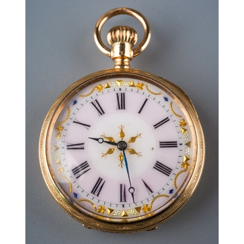 677 - A pocketwatch. The circular shape dial with black Roman numerals, blue steel hands, top wind movemen... 